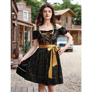 KOJOOIN Costume Women's Cosplay Dress Traditional Costume Carnival Outfit Black gold 2XL - 1 of 4