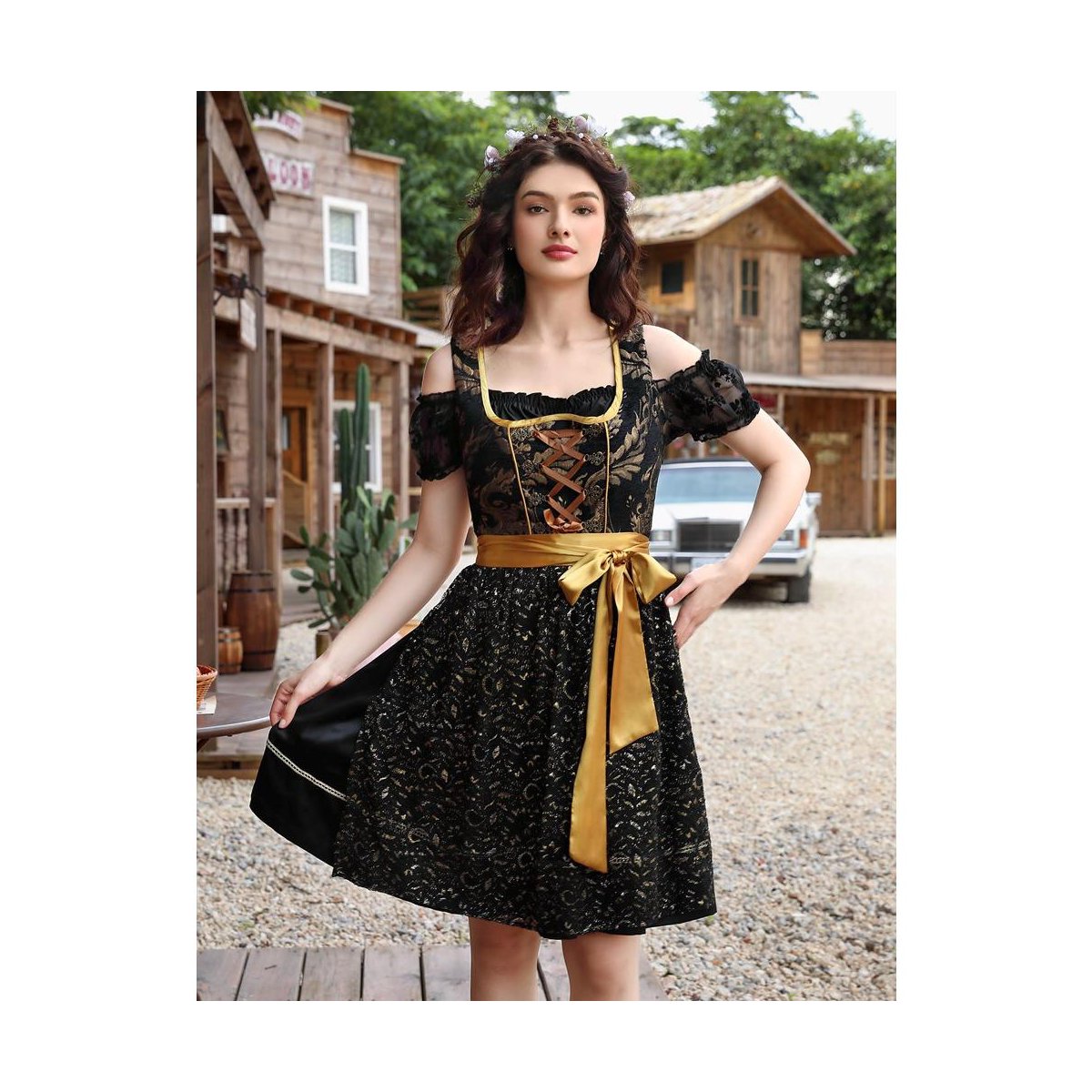 Женские платья YesFashion Costumes 3 Pcs Dress Women's Dress for Traditional Carnival Outfits Black gold M — фото 2