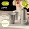 True Silver Plastic Cups, Disposable Plastic Drinking Glasses, Party Cups for Adults, 16oz Silver Set of 24 - 2 of 4