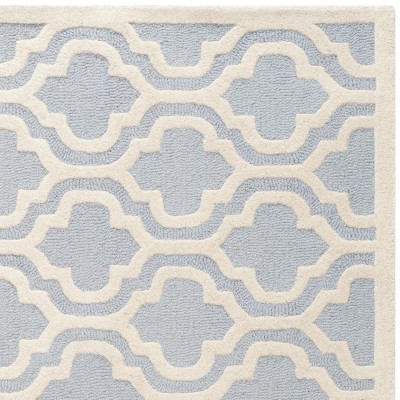 Hand-tufted Cambridge Square Wool Rug in Light Blue and Ivory