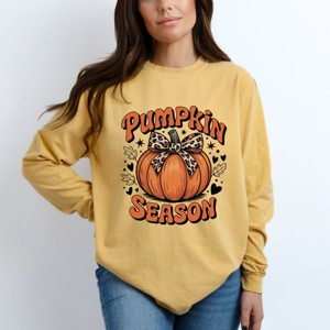 Simply Sage Market Coquette Pumpkin Season Leopard Garment Dyed Long Sleeve - 1 of 4