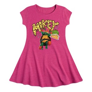 Girls' - Teenage Mutant Ninja Turtles - Michelangelo AKA Mikey Fit & Flair Cap Sleeve Dress - 1 of 2