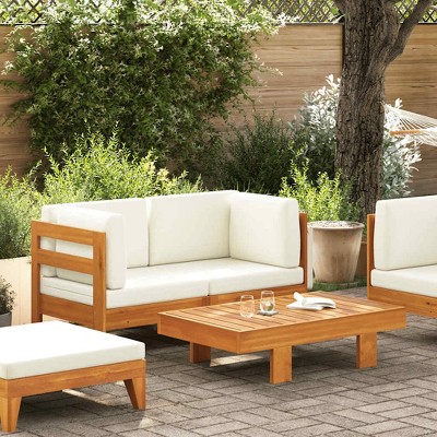 Wooden Lounge Set Cream White Solid Acacia Wood Standard Sturdy  vidaXL
