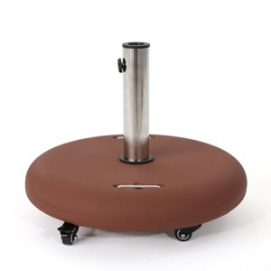Maggift Round Umbrella Base with 4 Lockable Wheels and 2 Handles, Fits 1.6" - 2.2" Patio Garden Umbrella Poles, Red, 21.56" * 21.56" * 17" - 1 of 4