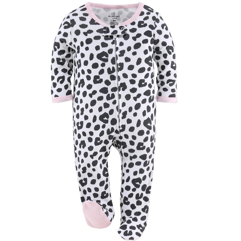The Peanutshell Footed Baby Sleepers for Girls, Cheetah & Pink Hearts, 3-Pack, Newborn to 12 Month Sizes, 6 of 8