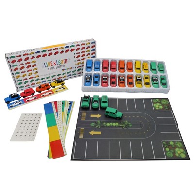 MEAVIA Line Up Toys Car Playset, 32-Piece Line and Learn Toy Vehicle Set