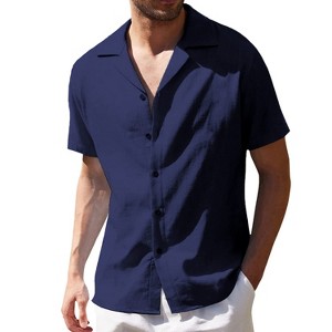Men's Hawaiian Short - Sleeve Shirt, Classic Aloha Button - Down, Casual Beach Party Vacation Top - 1 of 4