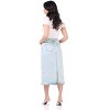 Rekucci Women’s Secret Figure Pull-On Stretch Denim Midi Skirt – Mid-Rise Slim Fit Jean Skirt with 5 Pockets, Back Slit & Sculpting Comfort - 2 of 2
