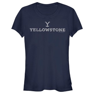 Juniors Womens Yellowstone White Dutton Ranch Brand Logo T-Shirt - 1 of 4