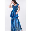 Slickblue Women's Tiered Ruffle Sleeve Dress, Comfortable Fit, Casual & Special Occasion Dress, Blue/Lime, S-L - 2 of 4
