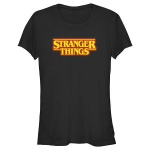 Juniors Womens Stranger Things Orange Logo T-Shirt - 1 of 4