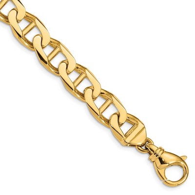 Black Bow Jewelry Men's 14k Yellow Gold, 11mm Anchor Link Chain Bracelet