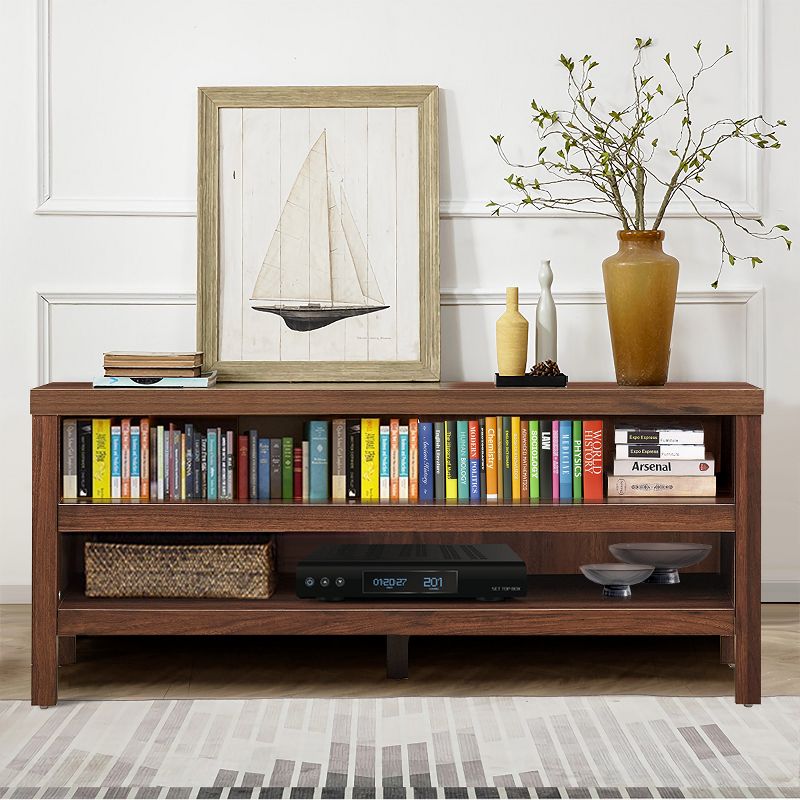 Tangkula TV Stand Fit 45” TV Media Center Open Console Cabinet with 2-Shelf Storage OakWalnut, 2 of 6