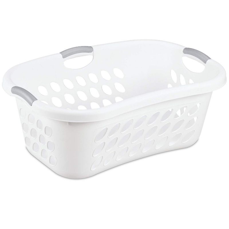 Sterilite 1.25 Bushel Ultra HipHold Laundry Basket, Plastic with Comfort Handles and Hip Hugging Curve for Easy Carrying of Clothes, White, 12-Pack, 1 of 4