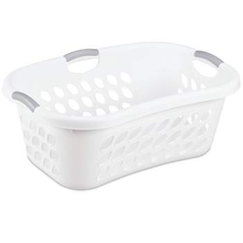 Sterilite 1.25 Bushel Ultra HipHold Laundry Basket, Plastic with Comfort Handles and Hip Hugging Curve for Easy Carrying of Clothes, White, 12-Pack