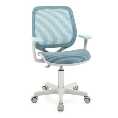 Tangkula Kids Desk Chair Ergonomic Children Study Chair with Breathable Mesh Back Armrests & Waterfall Edged Seat Blue/ Pink/ Purple
