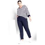 Women's Plus Size  Linen Blend Silo Stripe Tee - white | REFINITY