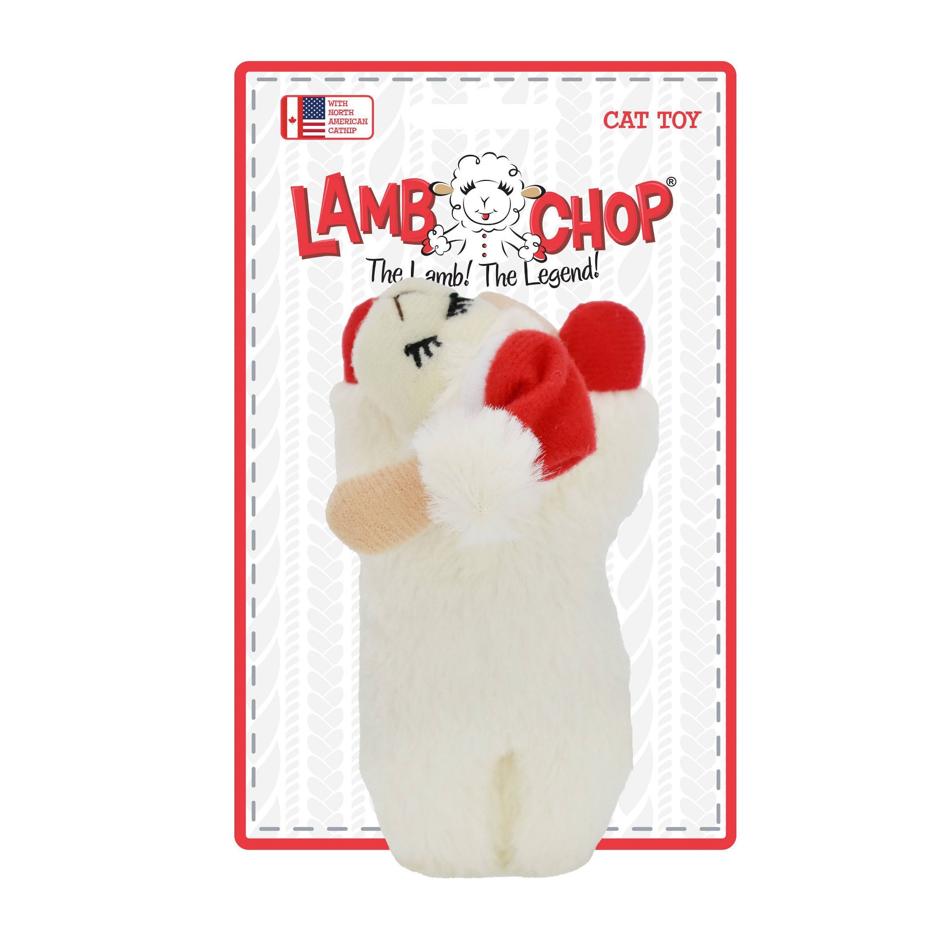 Multipet Lamb Chop with Santa Hat Cat Interactive Plush Toy