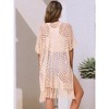 INSPIRE CHIC Women's Boho Open Front Short Sleeve Lightweight Fringe Beach Knit Cardigans - 4 of 4