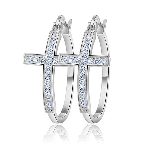 Cross Hoop Earrings for Women Cubic Zirconia Ginger Lyne Collection - 1 of 4