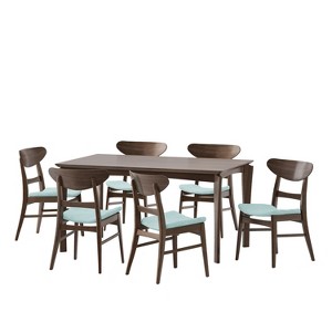 Christopher Knight Home Amesbury Wood and Fabric 7 Piece Dining Set - 1 of 4