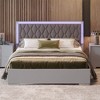 Queen Size Upholstered Bed With LED Lights, Modern Platform Bed With Velvet Headboard, Solid Wooden Slats Support, No Box Spring Needed - 2 of 4