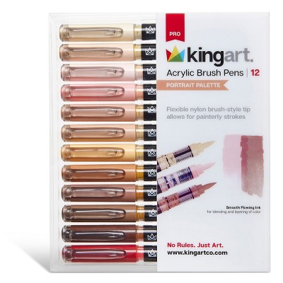 KINGART PRO Acrylic Paint Brush Pens 12 Portrait Colors