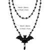 Gothic Bat & Moon Choker - Black Crystal Cross Pendant Necklace, Halloween Jewelry - 2 of 4