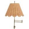 360 Lighting Westbury Natural Cottage 70" Tall Standing Floor Lamp Skinny Swing Arm Adjustable Gold Antique Brass Finish Scalloped Rattan Beige Shade - 2 of 4