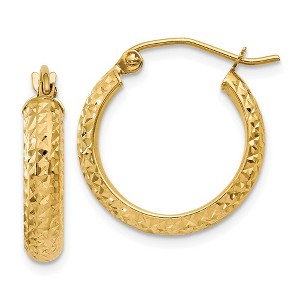 Black Bow Jewelry 3.5mm, 14k Yellow Gold Diamond-cut Hoops, 17mm (5/8 Inch) - 1 of 4