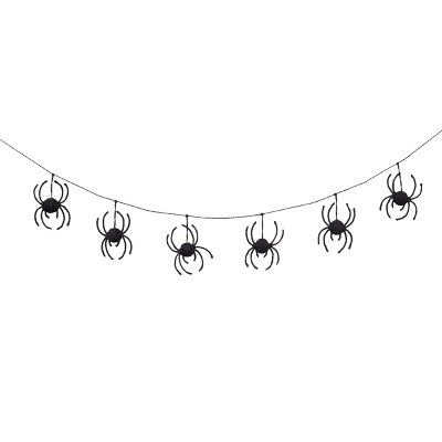 Gallerie II 72" Hanging Black Spider Garland Banner Halloween Decor