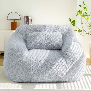 MAXYOYO Bean Bag Chair with Pillow, Fluffy Comfy Large Bean Bag Chair Couch for Reading and Gaming, Dusty Blue - 1 of 4