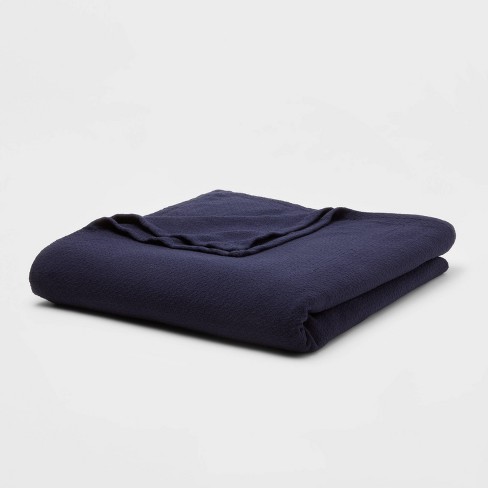 Full queen 100 Cotton Bed Blanket Navy Threshold Target