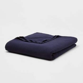 Full/Queen 100% Cotton Bed Blanket Navy - Threshold™