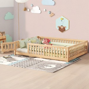 ROOMTEC Floor Bed with Safety Guardrails and Door for Kids - 1 of 4