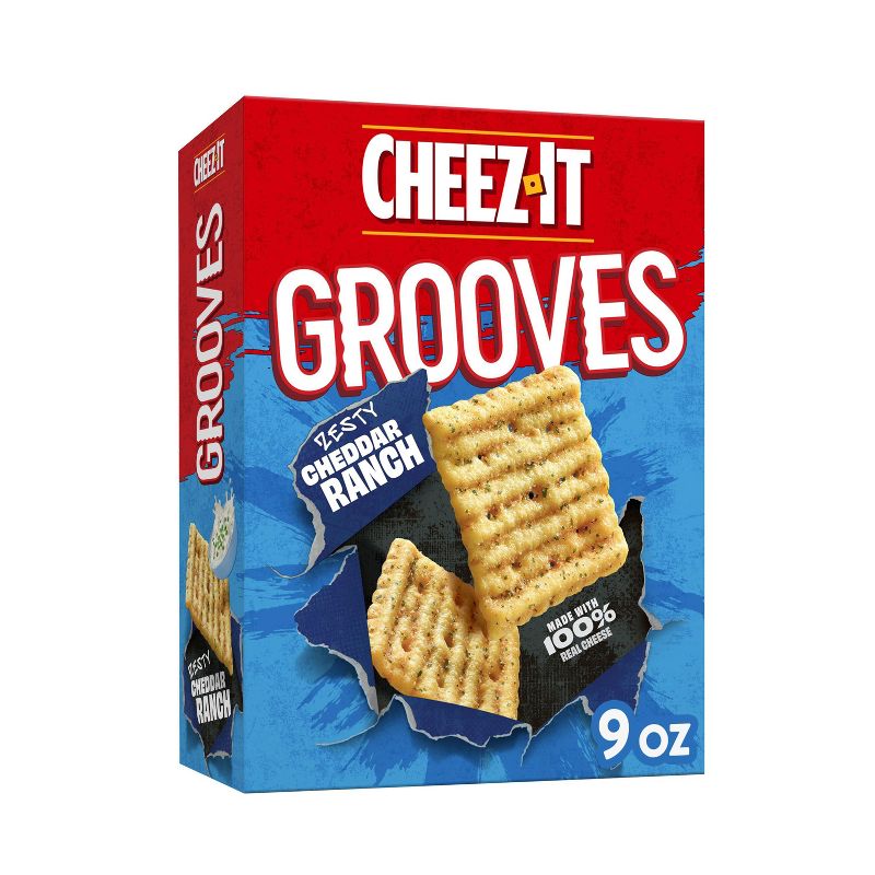 Cheez-It Zesty Cheddar Ranch Grooves Crispy Cracker Chips - 9oz, 1 of 9