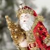 8"H Sullivans Christmas Santa With Gold Tree Ornament  Red-White - 2 of 3
