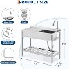 Stainless Steel Utility Sink, Freestanding Workstation with Hot/Cold Faucet, Includes Storage Shelf, Adjustable Legs for Indoor/Outdoor Use - 2 of 4