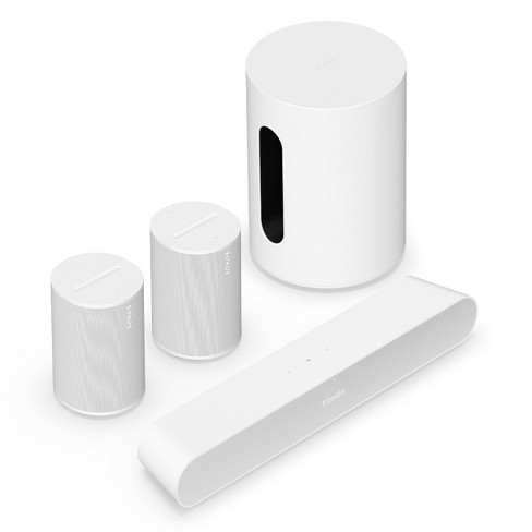 Sonos Immersive Set With Ray Sub Mini Wireless Subwoofer, And Pair Era Wireless Smart Speakers (white) : Target