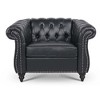 CAVINAS Chesterfield Sofa with Rolled Arm, Modern PU Leather 3 Seater Sofa Couch, Upholstered Vintage Couch for Living Room - 4 of 4