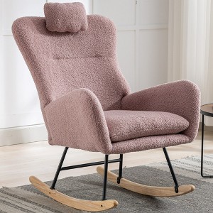 35.5 in. Soft Teddy Fabric Rocking Chair with Pocket for Living Room Bedroom - 1 of 4