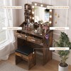Vanity Desk with Power Outlet, Makeup Vanity with Large Mirror and LED Lights, 7 Drawers & Cushioned Stool - 4 of 4