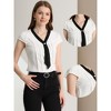 INSPIRE CHIC Women's Tie Neck Cap Sleeve Pleated Blouse - 2 of 4