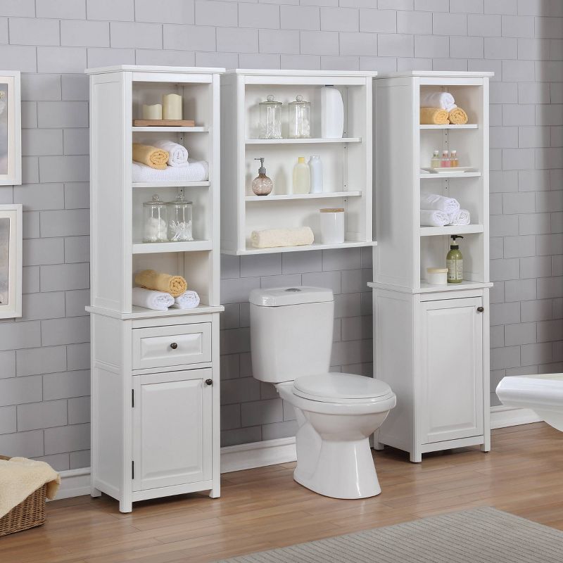 Dorset Bathroom Storage Tower with Open Upper Shelves and Lower Cabinet - Alaterre Furniture, 6 of 7