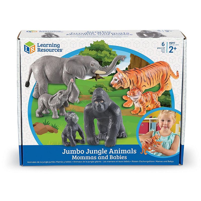 Learning Resources Jumbo Jungle Animals: Mommas and Babies, Momma and Baby Elephant, Momma and Baby Gorilla, and Momma and Baby Tiger, 6 Animals, 5 of 8