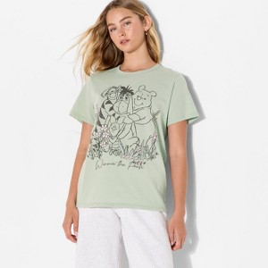 Women's Winnie The Pooh & Friends Short Sleeve Graphic T-Shirt - Green - 1 of 3