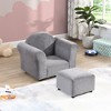 Infurnic Kids Sofas Linen Kids Upholstered Couch with ottoman,Durable, Ergonomic, Easy Assembly for Kids, Gray, 22.4"*11.4"*17.7" - 2 of 4
