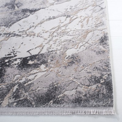 Gray Abstract Hand-Knotted Wool and Viscose 8' x 10' Area Rug
