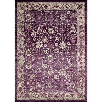 Krystle Purple Floral Synthetic Rectangular Area Rug