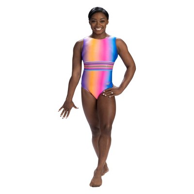 Gk Elite Girls' Simone Biles Leotard - Rainbow Waves/black : Target